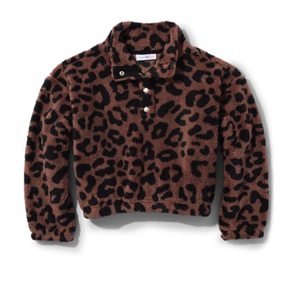 Sugar & Jade Animal Print Sherpa Pullover